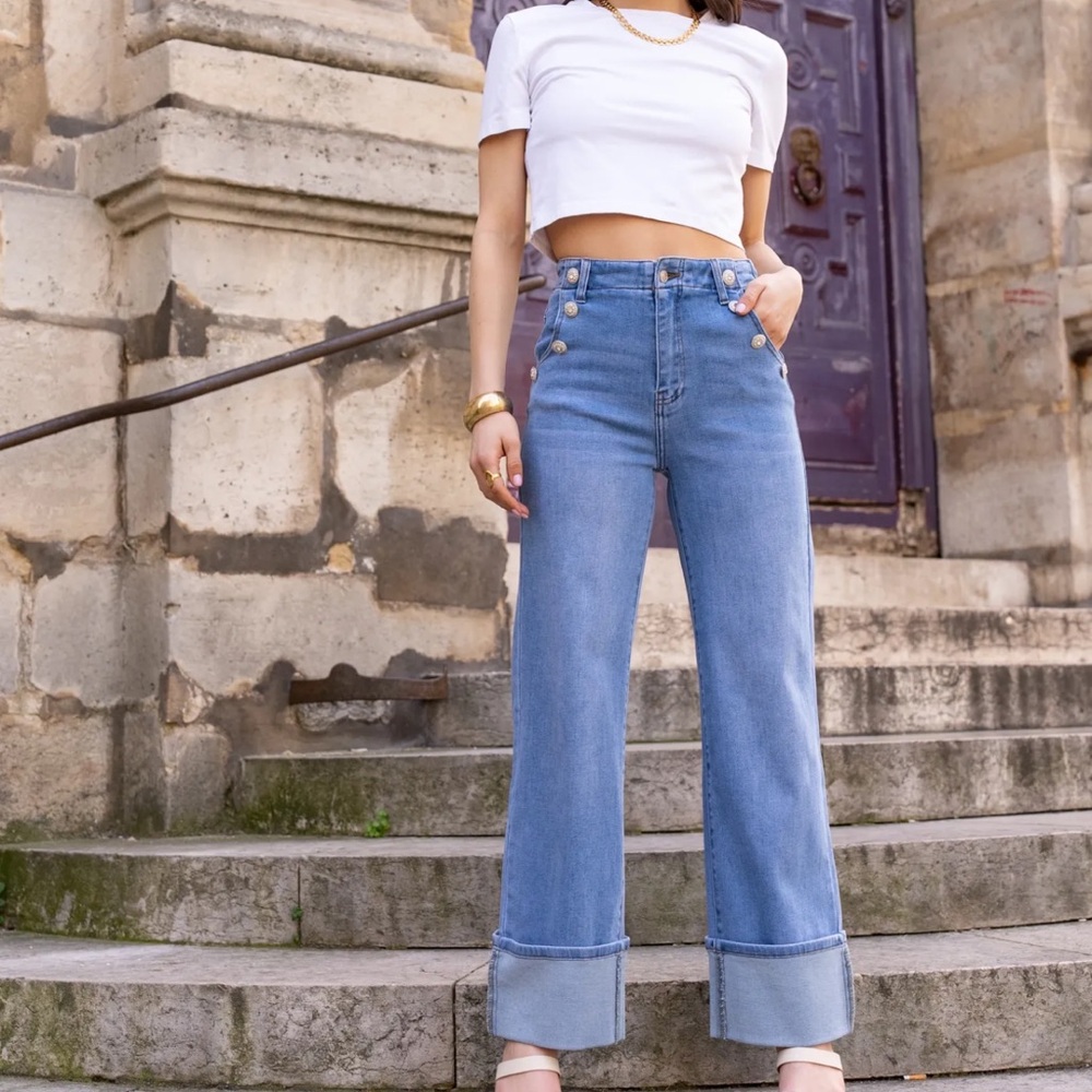 ShopEvelynne Blue Flare & Wide Leg Jeans